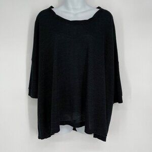 Free People Black Textured Open Back Oversized  Top‎ S